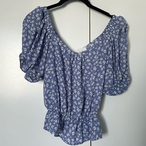 Dainty Sky Blue Off the Shoulder Top